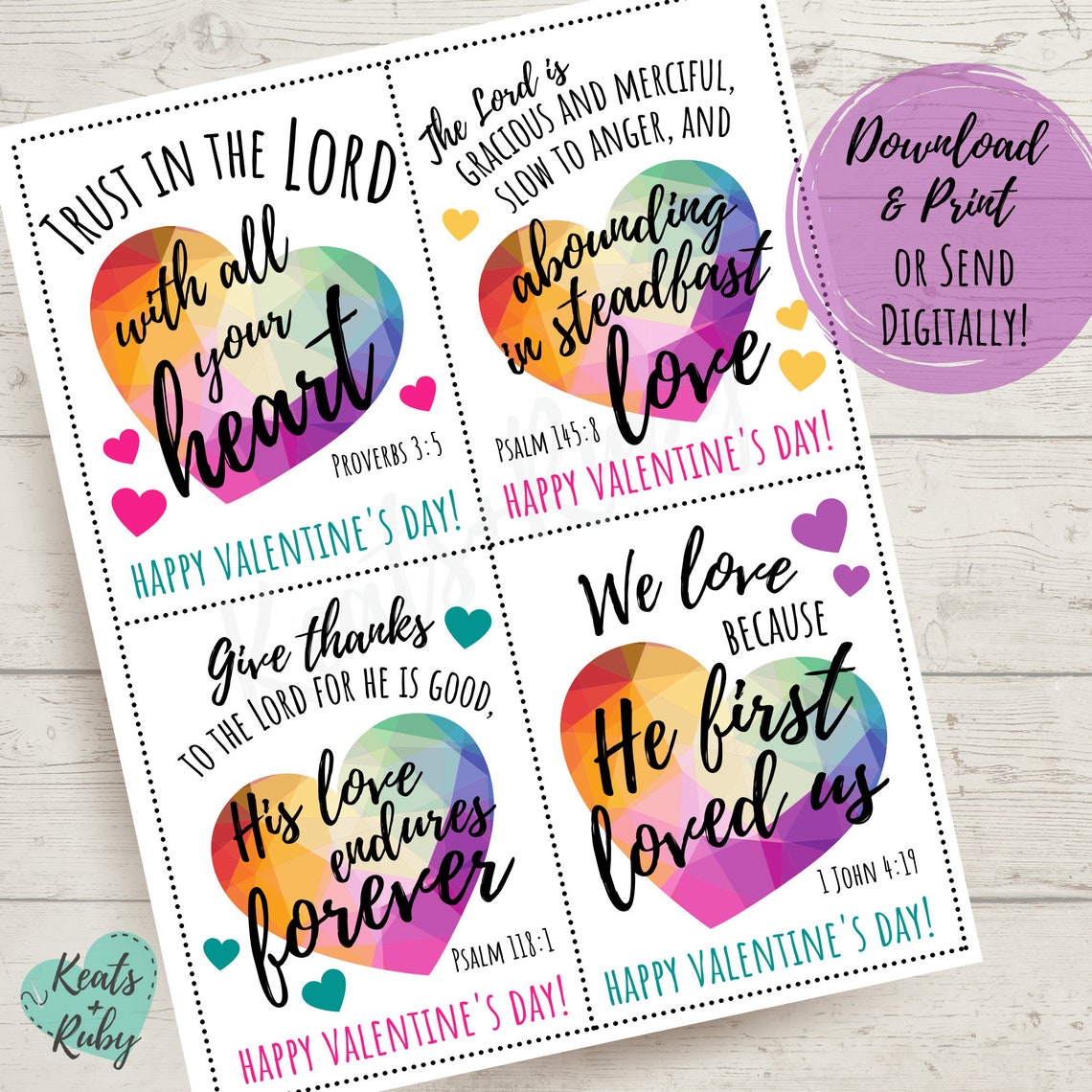 Christian Valentine's Day Cards for Kids Bible Verse - Etsy