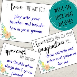 PRINTABLE Notes for Kids Write-in Encouragement Cards - Etsy