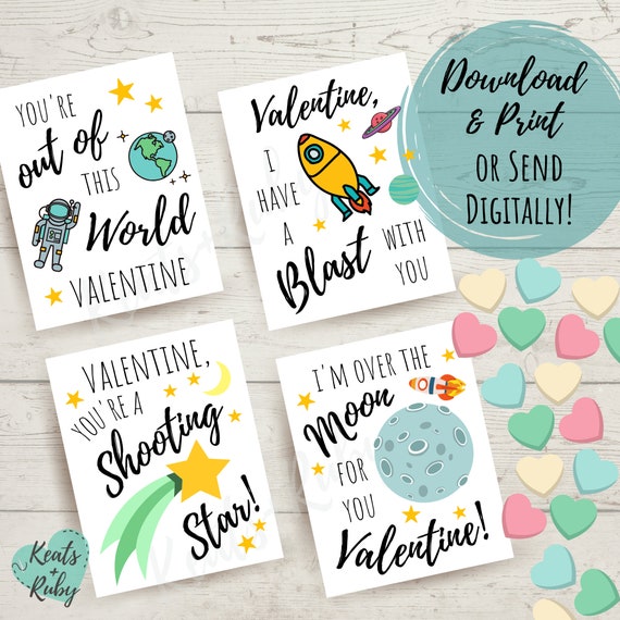 Valentine's Day Cards for Kids Outer Space Valentine