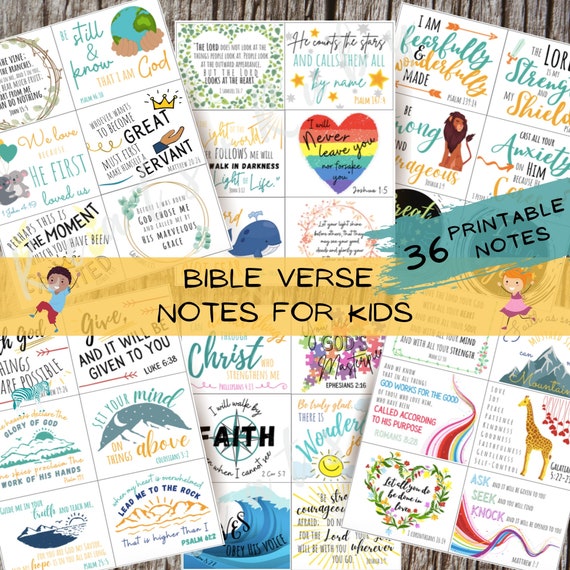 Bible Verse Notes for Kids Lunchbox Notes INSTANT DOWNLOAD Scripture Cards Encouragement Cards Bible Memorization Printable