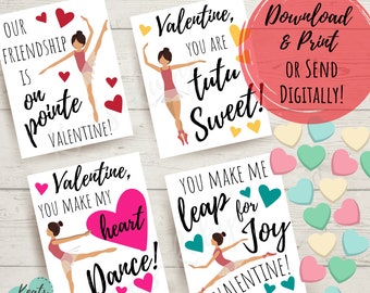 Ballet Valentine's Day Cards for Kids | Dance Valentines, Ballerina Valentines - Printable/Virtual Valentine - DIGITAL DOWNLOAD