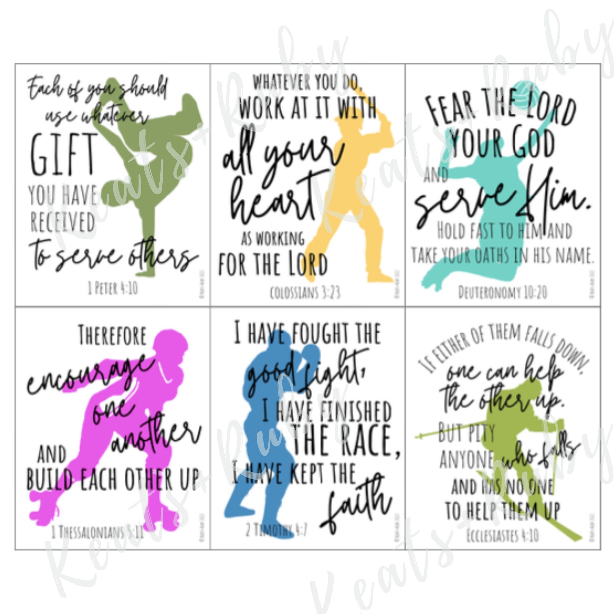 Sports Themed Bible Verse Notes for Kids Christian Scripture Etsy