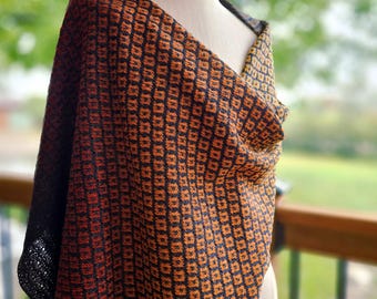 Knitted Lambswool Shawl: Kauni Marygold Yarn, Black Rayon