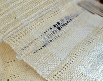 Saori Handwoven style Vanilla white scarf