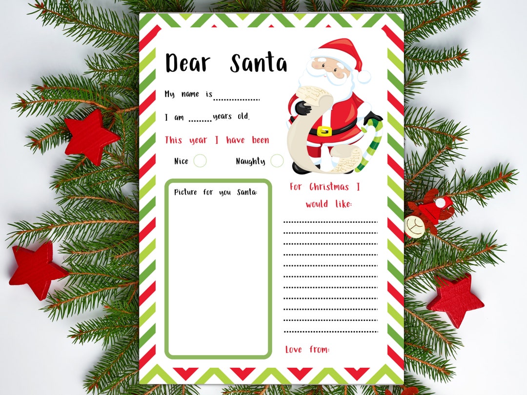 Christmas Letter to Santa Printable Letter to Santa Etsy New Zealand