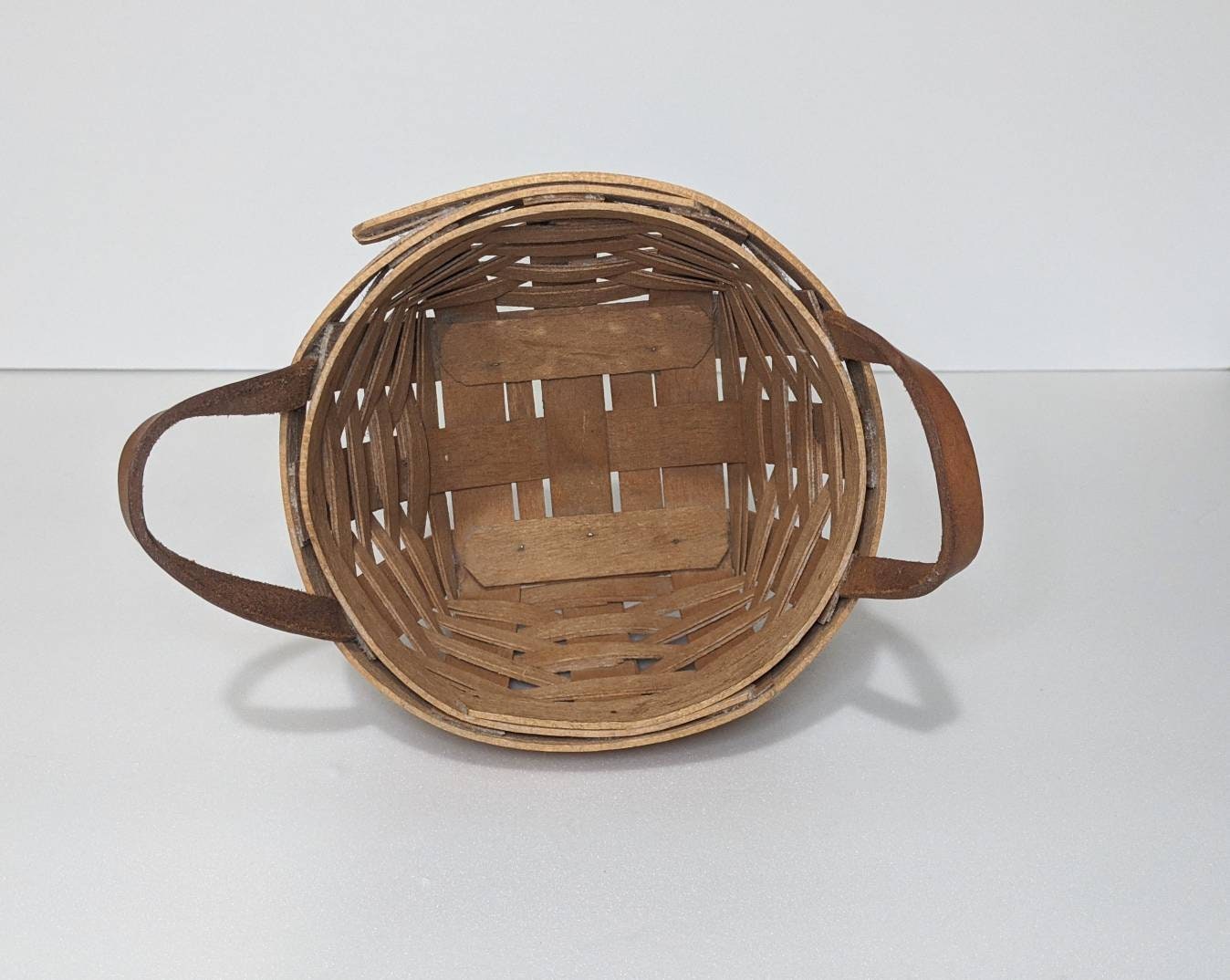 Vintage 1990 Longaberger Basket with Leather Handles Approx Etsy