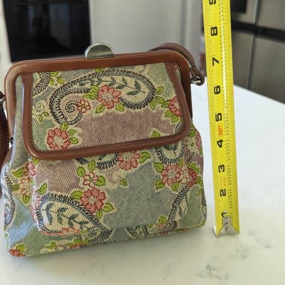 Vintage Fossil Forever Paisley Print Leather Accent Handbag Etsy