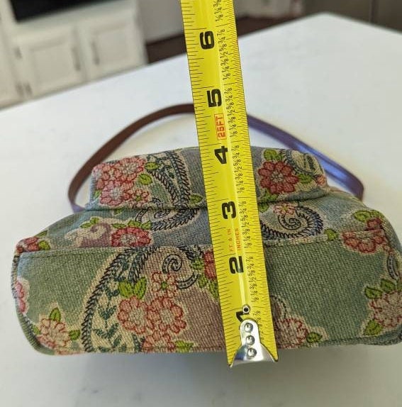 Vintage Fossil Forever Paisley Print Leather Accent Handbag Etsy