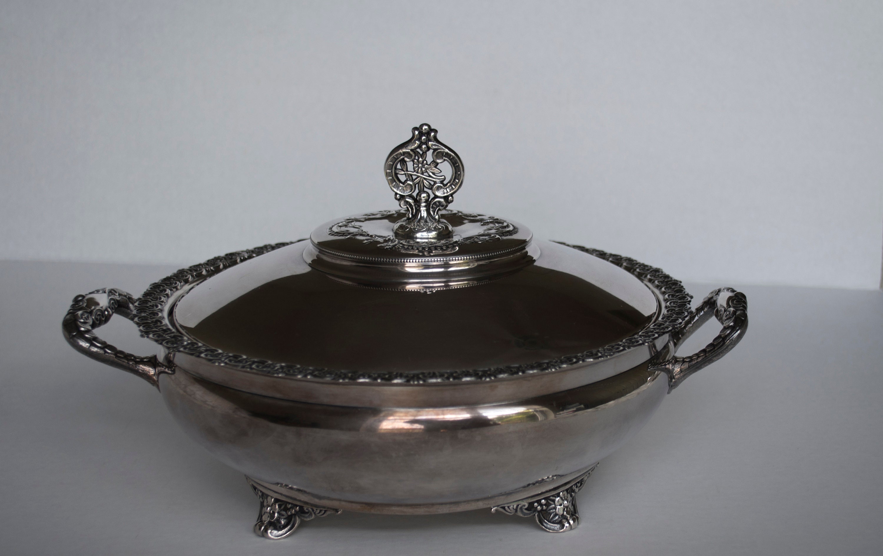 St Louis Silver Co Rare Vintage Silver Plate Casserole Bowl Dish Quadruple  # 57