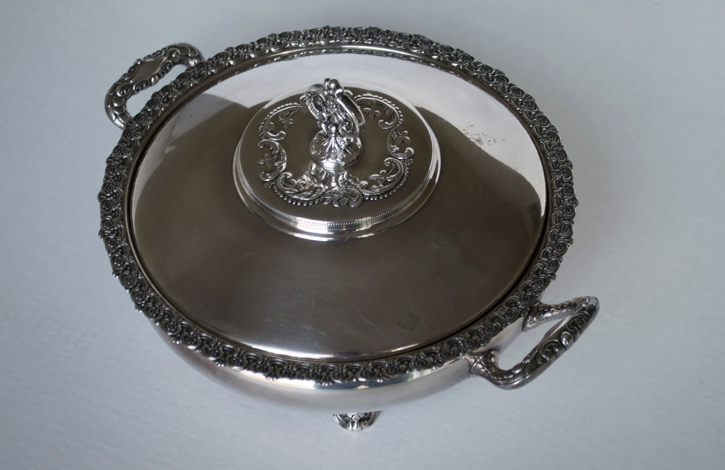 St Louis Silver Co Rare Vintage Silver Plate Casserole Bowl Dish Quadruple  # 35