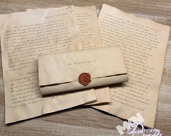 Entire letter from Mr. Darcy to Miss Elizabeth Bennet, tea dyed and wax stamped, pride and prejudice Jane Austen, perfect Christmas gift