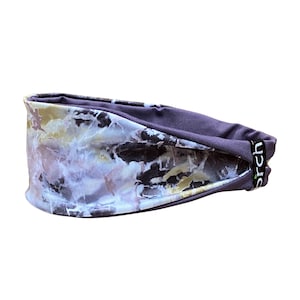 Mustard Tie Dye Print Reversible Fitness Headband - No Slip, Moisture-Wicking, Yoga, Workout, Nurses Super Comfort Fashion Hairband