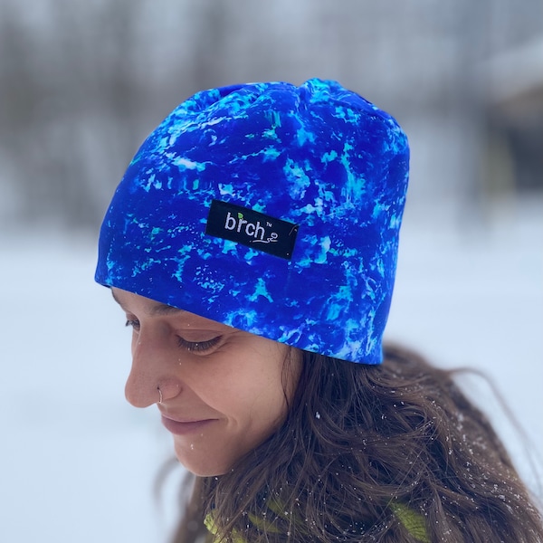 Bright Blue Tide Pool Winter Hat, Lined with Polartec® 200 Fleece Warm Wind Proof, Ski, Hike, Dog Walker, Hike