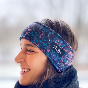 Paisley on Black winter fleece gevoerde Polartec® hoofdband, superwarm comfortabel, windbestendig, 200 Polartec ThermoPro oorwarmer ski, wandeling