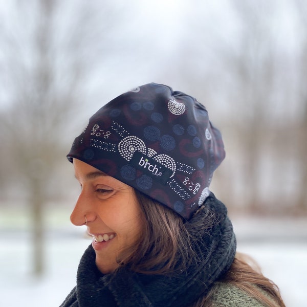 Dotty Print Winter Hat, Lined with Polartec 200 Warm ThermoPro Fleece, Wind Proof Unisex Ear Warmer, Ski, Hike, Runner, Dog Walker