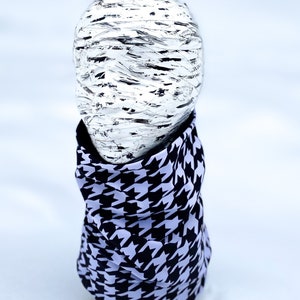 Cache-cou noir en pied-de-poule doublé de polaire Polartec PowerDry, écharpe d'hiver chaude unisexe, ski, motoneige, coupe-vent de moto