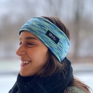 Pretty Mint and Blue Winter Fleece Lined Polartec® 200 Warm Headband, Wind Proof Ear Warmer for Cold Weather, Ski, Hike, Runner,