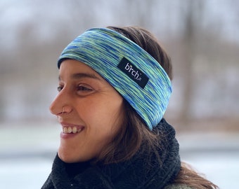 Pretty Mint and Blue Winter Fleece Lined Polartec® 200 Warm Headband, Wind Proof Ear Warmer for Cold Weather, Ski, Hike, Runner,