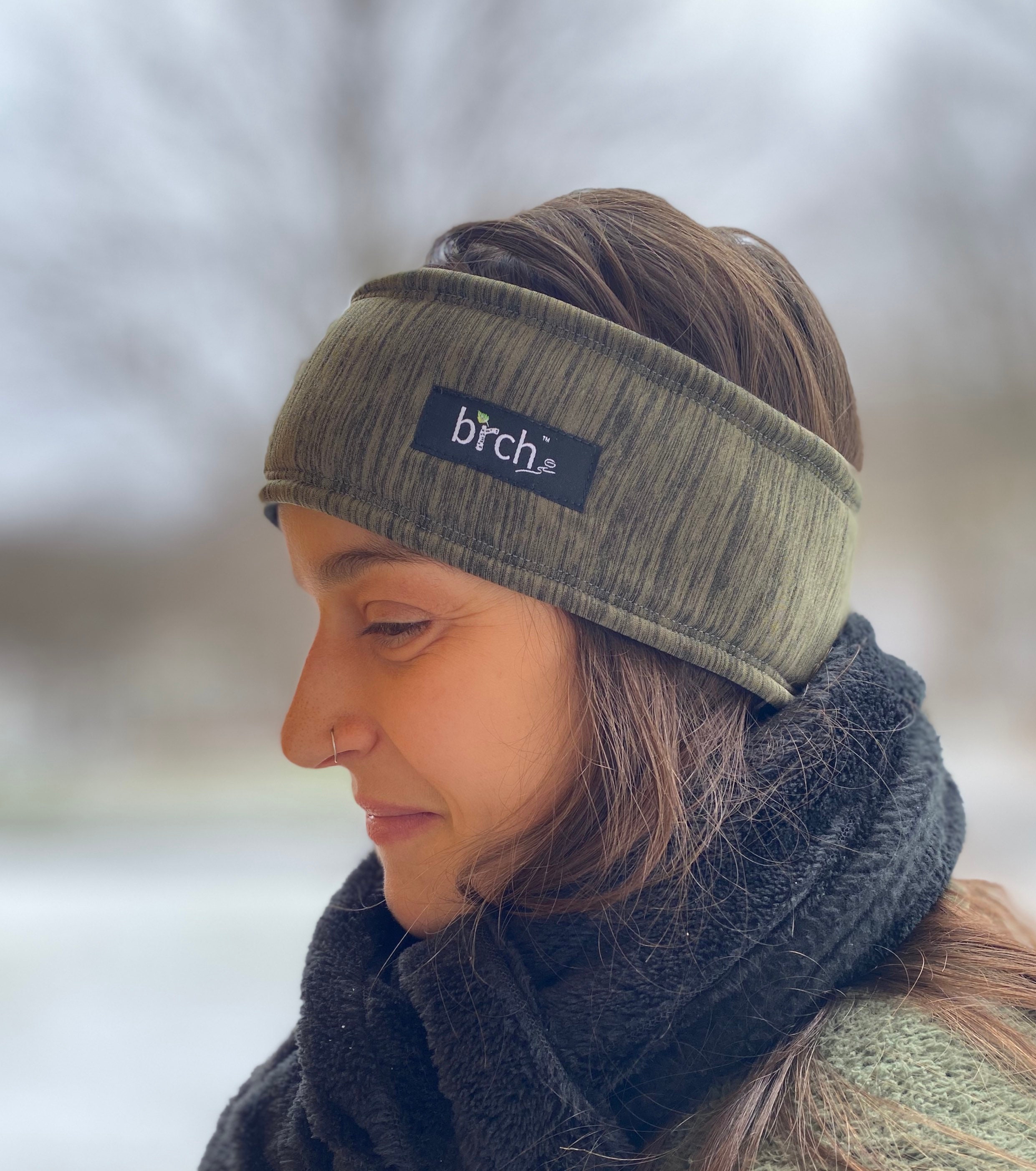 Olive Green Marl Fleece Lined Polartec 200 Hi Warmth Headband