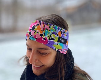 Watercolors Winter Fleece Lined Polartec Headband, Super Warm Comfortable, Wind Resistant, 200 Polartec ThermoPro Ear Warmer, Ski, Hiking