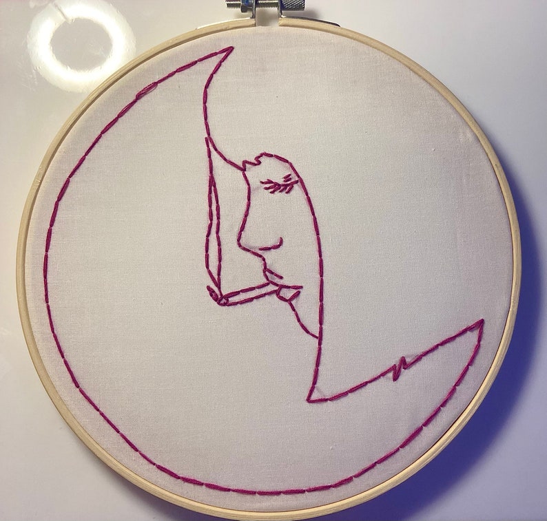 Smoke Break ~ 8 Hoop Hand Embroidered Decor