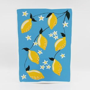 Lemons Illustration art print / Fruit art giclee print / Kitchen wall decor / Summer Fruit home decor art / Lemon digital illustration print