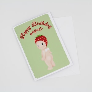 Tarjeta de felicitación de cumpleaños de Sonny Angels / Tarjeta de cumpleaños de fresa de Sonny Angels / Idea de regalo de Sonny Angel / Tarjeta de felicitación de Sonny Angel