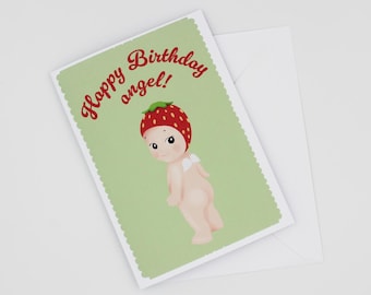 Sonny angels birthday greeting card / Sonny angels strawberry birthday card / Sonny angel gift idea / sonny angel greeting card