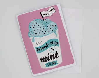 ミント友情アイスクリームグリーティングカード / 親友の誕生日カード / 友情ガレンタインカード / 親友への誕生日カード
