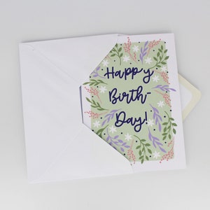 Illustrierte Blumenkarte zum Geburtstag / Illustrierte Geburtstagskarte / Grußkarten für Sie / Geburtstagsgeschenk