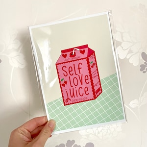 Self love juice print / A4 self love juice carton illustration /