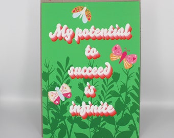 My potential to succeed is infinite affirmation print / self love art giclee print / mental health wall art print / affirmation wall decor