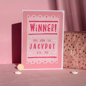 Tarjeta de felicitación de lotería de San Valentín / Tarjetas divertidas de San Valentín / Tarjeta de felicitación descarada de San Valentín / Tarjetas de felicitación Galentines / Regalos de San Valentín