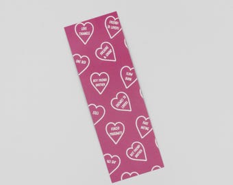 Marcador de tropos románticos / Marcador ilustrado con laminación / Marcador de romance rosa