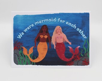 Mermaid Art Birthday Card / Galentines greeting card / Galentines day gifting / Happy Galentines Day Card / Bestie Gift / Valentine Card