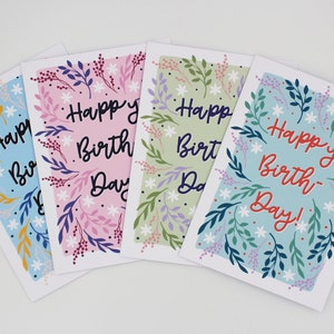 Floral Illustrierte Geburtstagskarten Set / Handgemachte Grußkarten / Grußkarten für Sie / Geburtstagsgeschenke für Sie / Alles Liebe zum Geburtstag