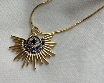 Sunburst Charm Necklace, Geometric, Boho Style Jewelry, Best Selling, Gold Filled, Womens, Gifts for Her, Layering Necklace, Statement