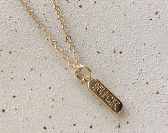 Fuck Charm Necklace, Dainty Gold Charm, Chill Pill Pendant, Swear Word Necklace, Gold Jewelry, Minimalist Jewelry, Gifts For Her, Fun Gift