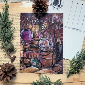 Postcard Magical Greetings, Magic Potion, Magic, Sorcery, Witchcraft, Witch, Witch&#39;s Kitchen, Greeting Card, Gothic, Magic, Harena