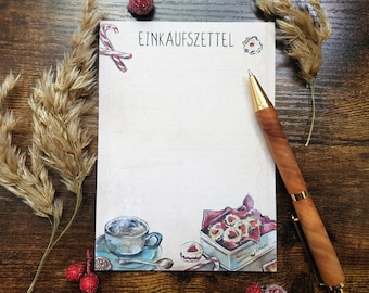 Notepad, shopping list A6, baking list, notes, memo pad, shopping list, shopping, ingredients, blank pad DIN A6, planner