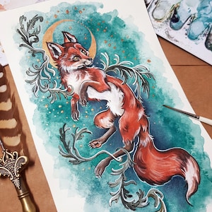 Fuchs (Kunstdruck) - Fuchskunst, Fuchsliebe, Illustration, Fuchs Poster, Waldtiere, Giclée, Tattoo Art, No AI, handgezeichnet
