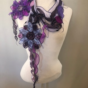 Handmade Chenille Lightweight Flower Scarf