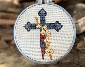 Patrón de cruz de vampiro en PDF, patrón de punto de cruz de vampiro gótico
