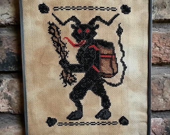 Herr Krampus Cross Pattern PDF, Christmas Cross Stitch, Traditional style