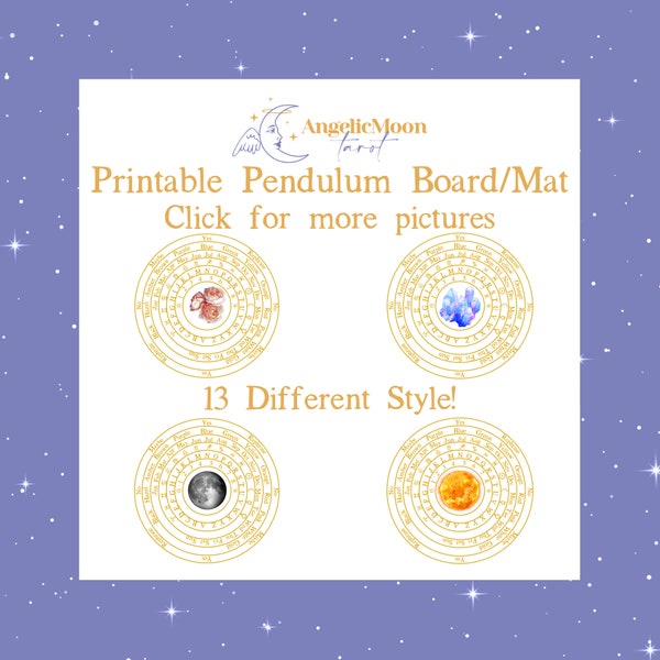 13 different style of Printable Pendulum Board/Mat with Numbers, Alphabets, Astrology Signs