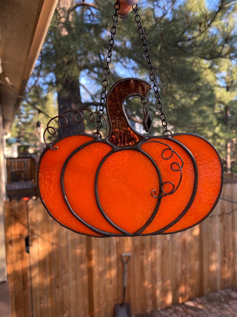 Whimsical Pumpkin Stained Glass Suncatcher Etsy