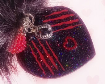 Werewolf Heart Keychain: Holographic Glitter Charm