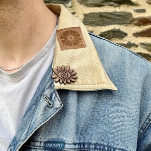 Flower eye wooden pin / handmade wooden pin / badge