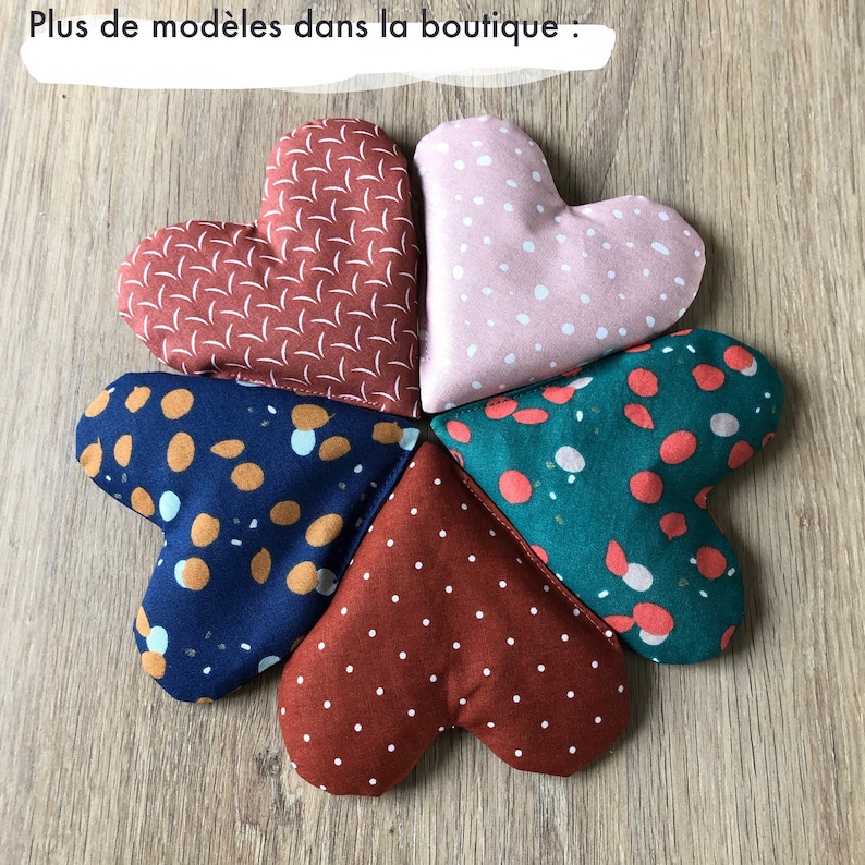 Mini bouillotte sèche chaude, chaufferette de poche ou compresse froide en tissu et graines de lin faite main à lunité image 8