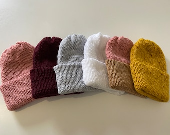 Bonnet en laine fait main (plusieurs coloris), hiver, unisexe